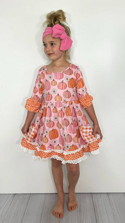 Daisy Pumpkin Girls Dress Toddler Youth