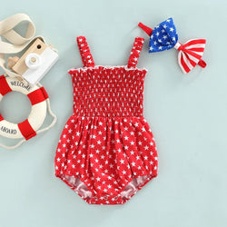 Infant Girls Summer 2Pcs Star Set Romper With Headband