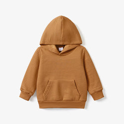 Girl/Boy Solid Color Textured Sweatshirt Hoodie: Brown