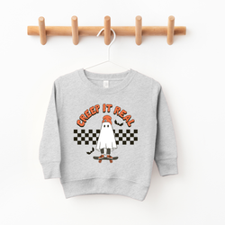 Halloween Creep it Real Toddler and Youth Sweatshirt: Grey