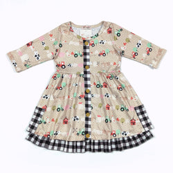 Farm Plaid Girls Dress Toddler Youth