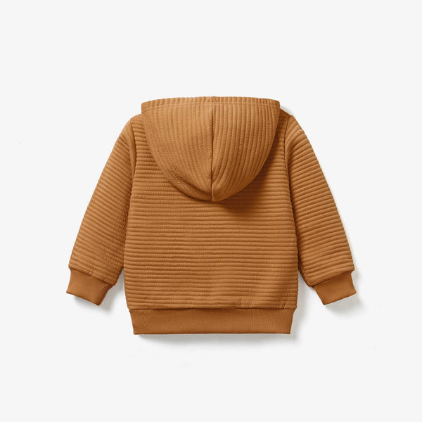 Girl/Boy Solid Color Textured Sweatshirt Hoodie: Brown