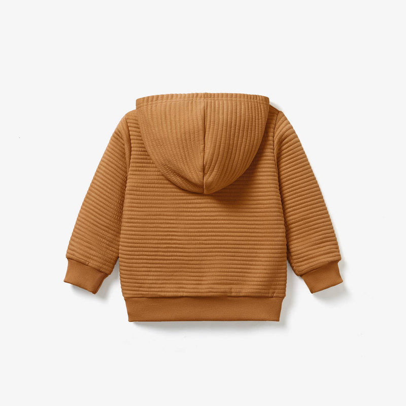 Girl/Boy Solid Color Textured Sweatshirt Hoodie: Brown