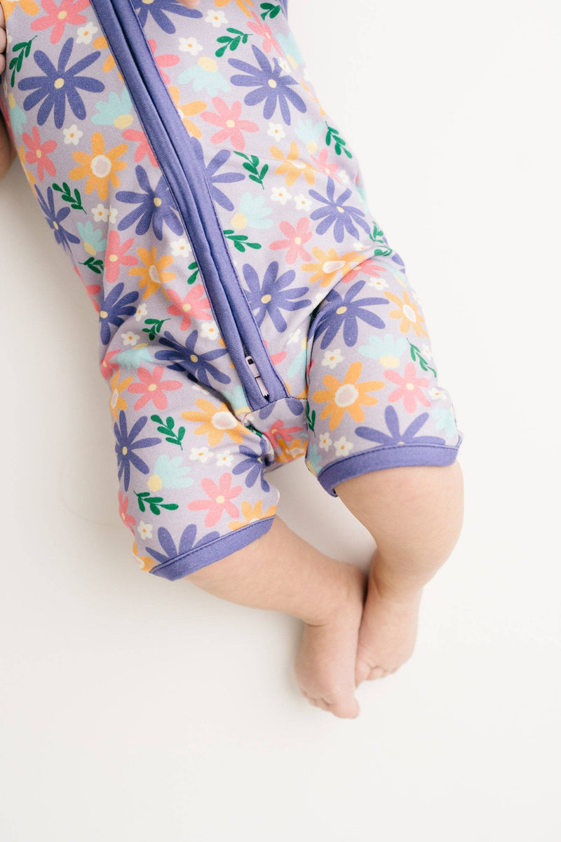 Lavender Blooms Bamboo Short Romper: Newborn