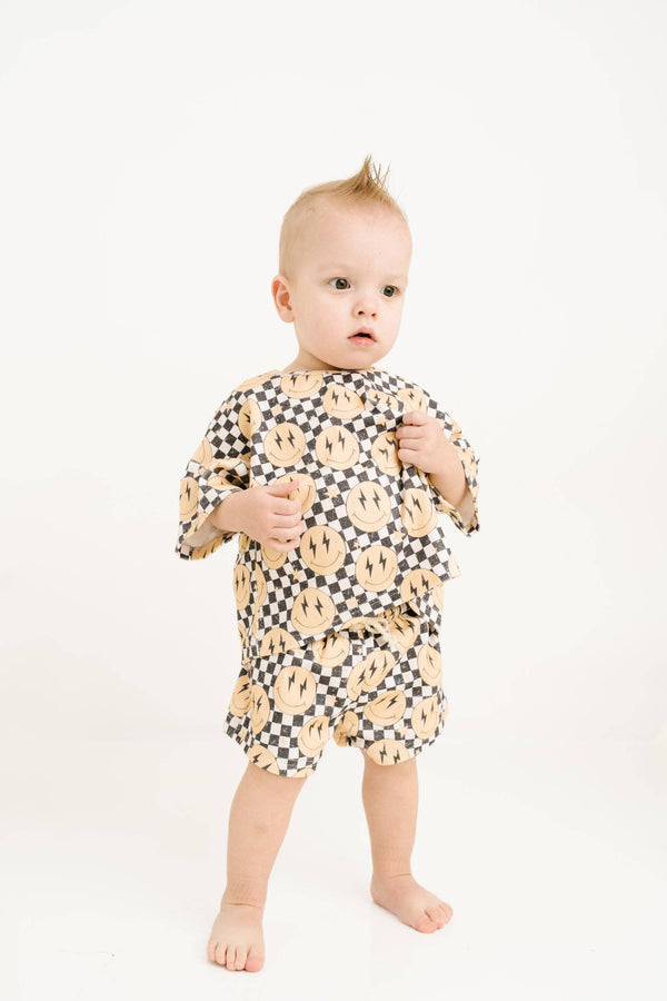 Lightning Checkered Smiley Slouchy Set