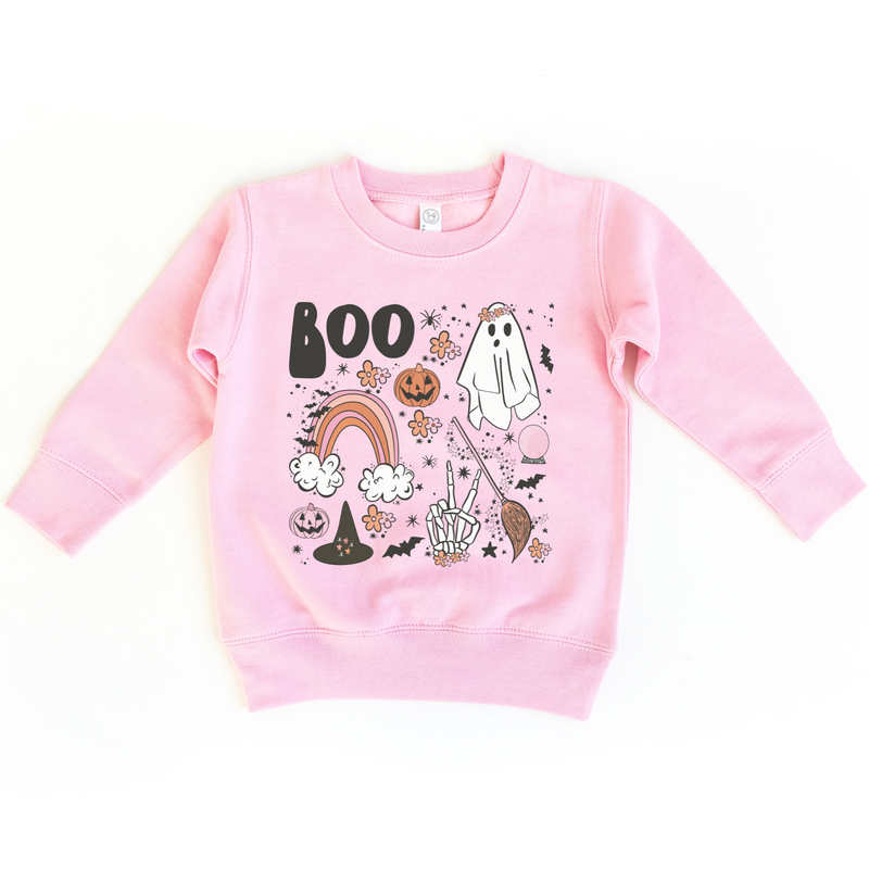 Halloween Favorites Spooky Boo Toddler and Youth Sweatshirt: Pink