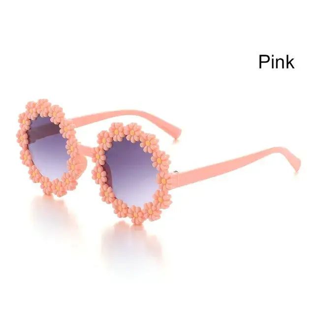 Round Flower Sunglasses for Kids Cute Daisy Sunglasses Children Outdoor Sun Protection Shades Fashion Funny Party Eyewear