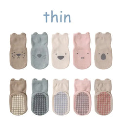 5 Pairs Infant Newborn Baby Anti-Slip Socks For Girls and Boys