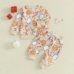 Cookies & Milk Christmas Top + Pant Set Cream