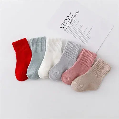 6Pairs/set 0-12Month Newborn Baby Boy Girl Sock Cotton Solid