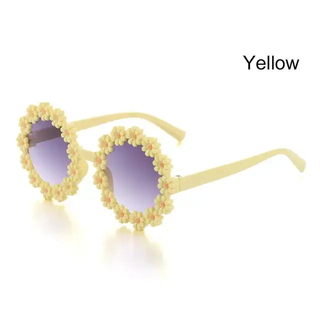 Round Flower Sunglasses for Kids Cute Daisy Sunglasses Children Outdoor Sun Protection Shades Fashion Funny Party Eyewear