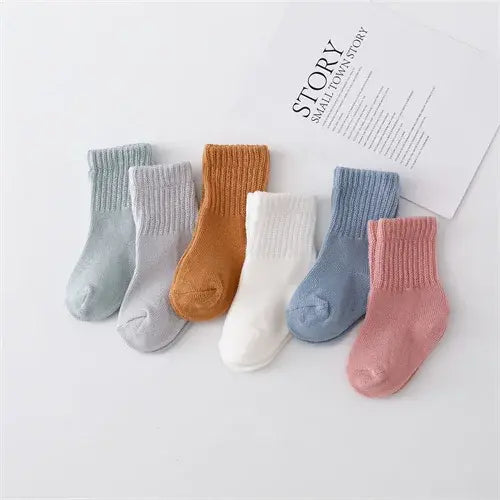 6Pairs/set 0-12Month Newborn Baby Boy Girl Sock Cotton Solid