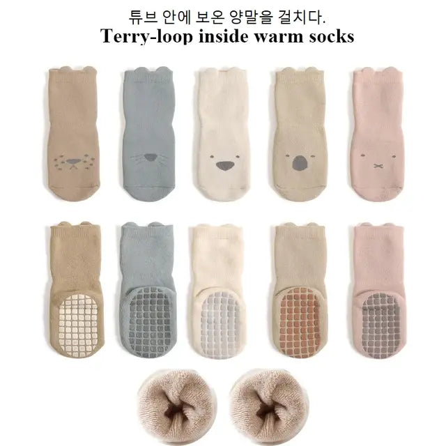 5 Pairs Infant Newborn Baby Anti-Slip Socks For Girls and Boys