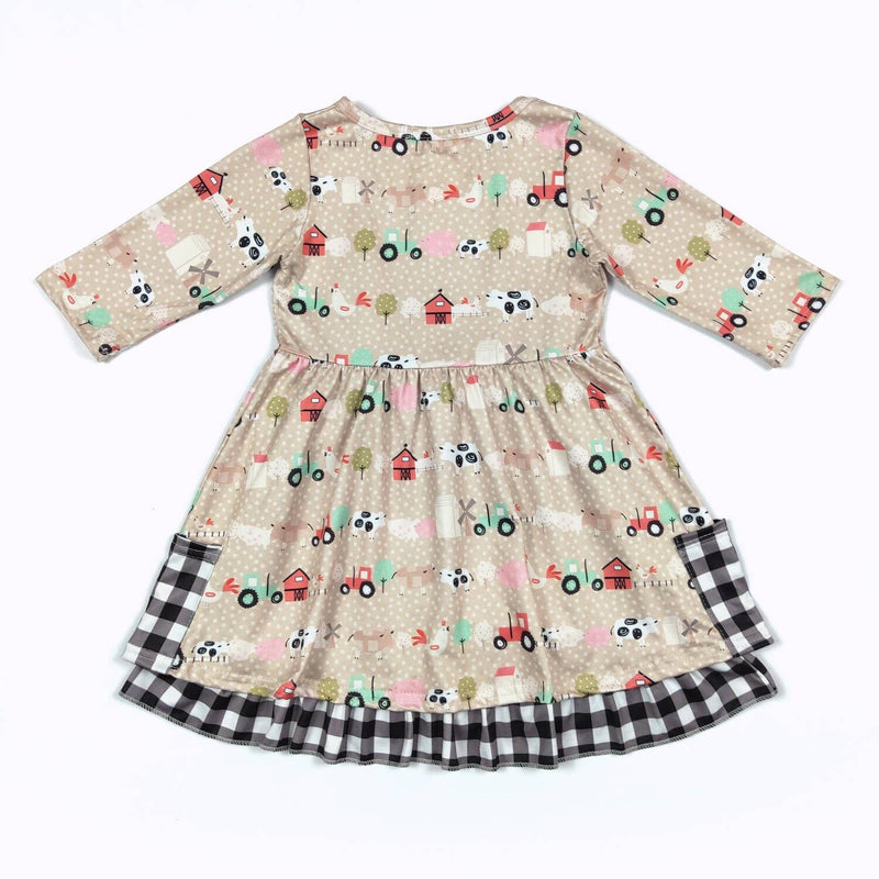 Farm Plaid Girls Dress Toddler Youth