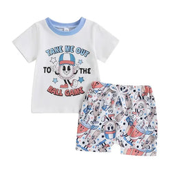 Fashion Summer Toddler Kids Baby Boys Clothes Sets Baseball Letter Print Short Sleeve O-neck T-shirts+Drawstring Shorts