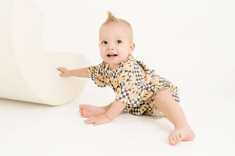 Lightning Checkered Smiley Slouchy Set