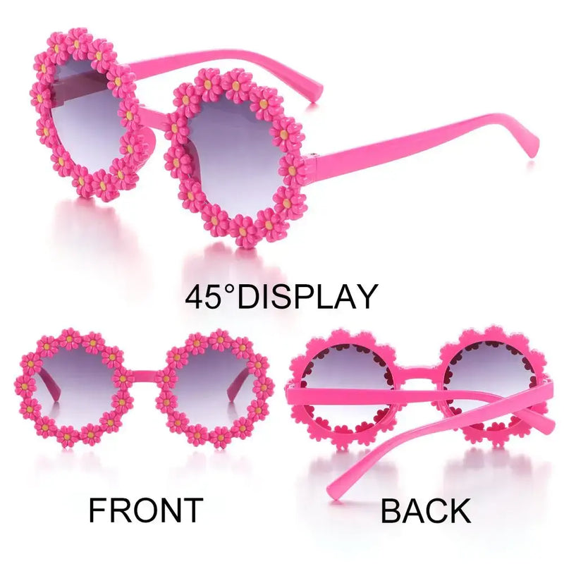 Round Flower Sunglasses for Kids Cute Daisy Sunglasses Children Outdoor Sun Protection Shades Fashion Funny Party Eyewear