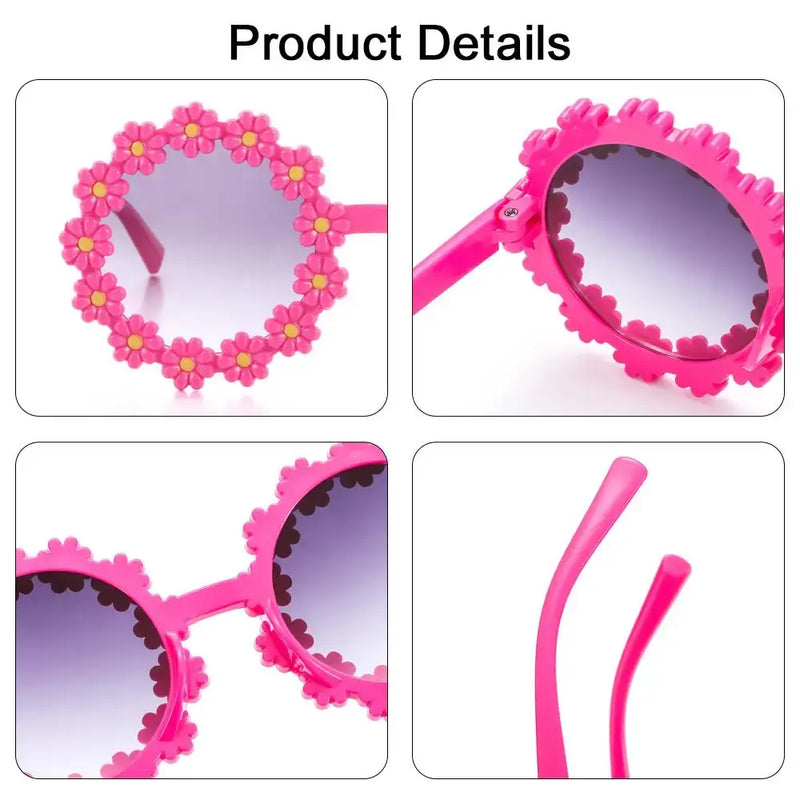 Round Flower Sunglasses for Kids Cute Daisy Sunglasses Children Outdoor Sun Protection Shades Fashion Funny Party Eyewear