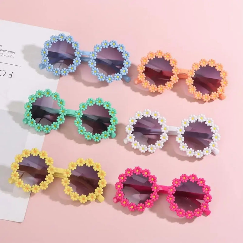 Round Flower Sunglasses for Kids Cute Daisy Sunglasses Children Outdoor Sun Protection Shades Fashion Funny Party Eyewear