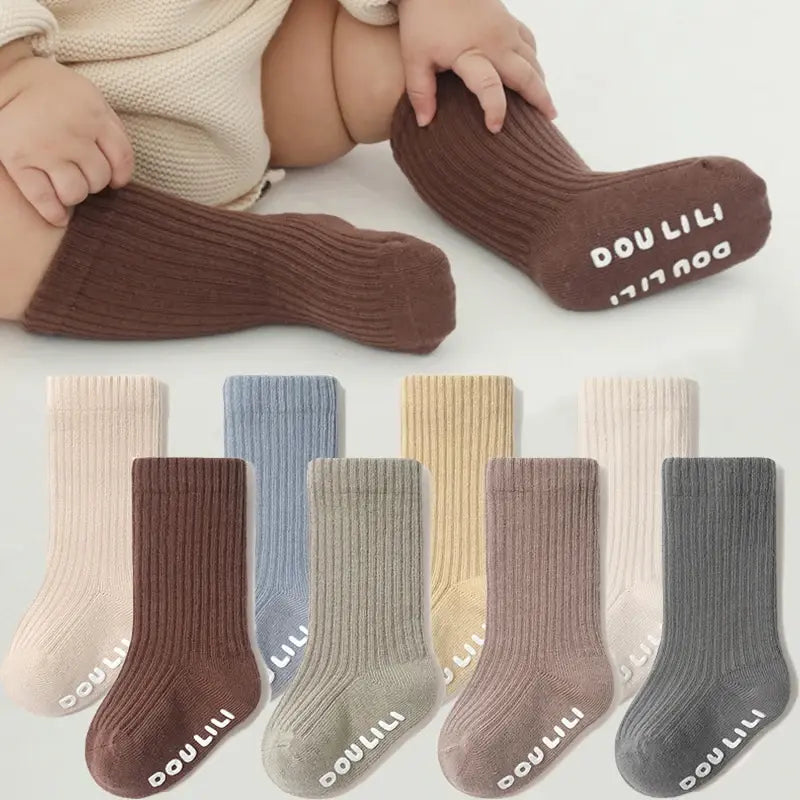 High Quality Boys Girls Cotton Socks Knee High Ribbed