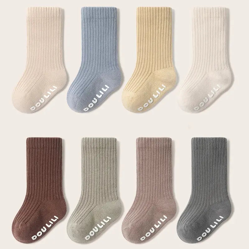 High Quality Boys Girls Cotton Socks Knee High Ribbed