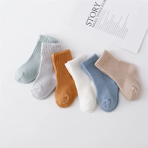 6Pairs/set 0-12Month Newborn Baby Boy Girl Sock Cotton Solid