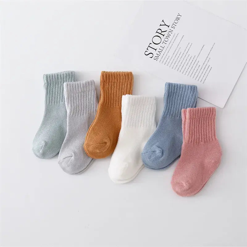 6Pairs/set 0-12Month Newborn Baby Boy Girl Sock Cotton Solid